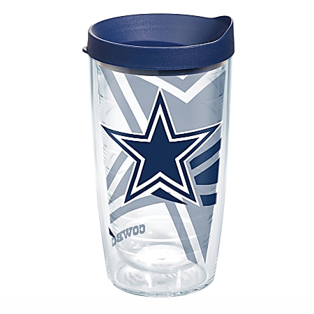 Tervis NFL Tumbler With Lid, 16 Oz, Dallas Cowboys, Clear