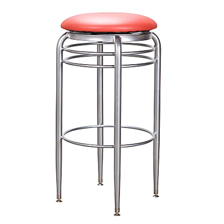 Linon Parton Metal Bar Stool, Red/Silver