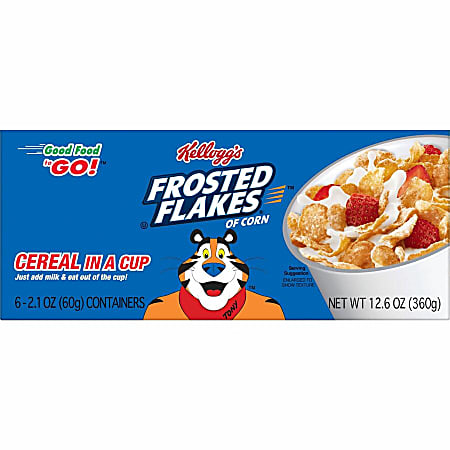 Kelloggs Frosted Flakes Cereal In A Cup 2.1 Oz Pack Of 6 - Office Depot
