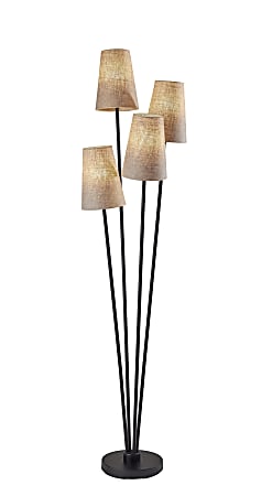 Adesso® Wentworth 4-Light Floor Lamp, 68"H, Light Brown/Black
