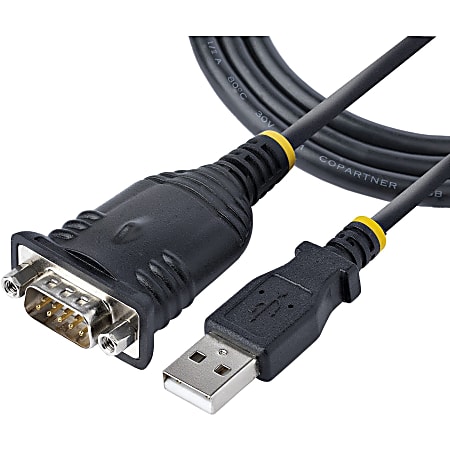 StarTech.com 3ft (1m) USB to Serial Cable, DB9 Male RS232 to USB Converter, USB to Serial Adapter for PLC/Printer/Scanner/Network Switches, USB to COM Port Adapter - Prolific IC, Automatic Handshake, Windows/macOS (1P3FP-USB-SERIAL)