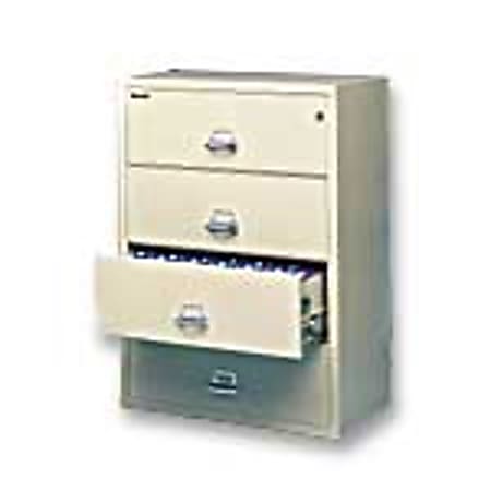 FireKing® UL 1-Hour Lateral File, 4 Drawers, 52 3/4"H x 38"W x 22 1/8"D, Parchment, Dock-To-Dock Delivery
