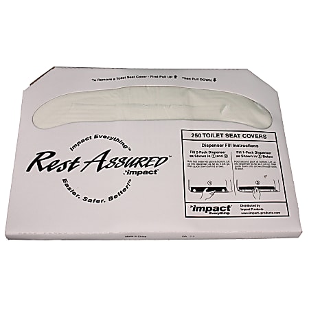 Hospeco Discreet Seat Half-Fold Toilet Seat Covers, White, 250 Sheets Per Pack, Case Of 20 Packs