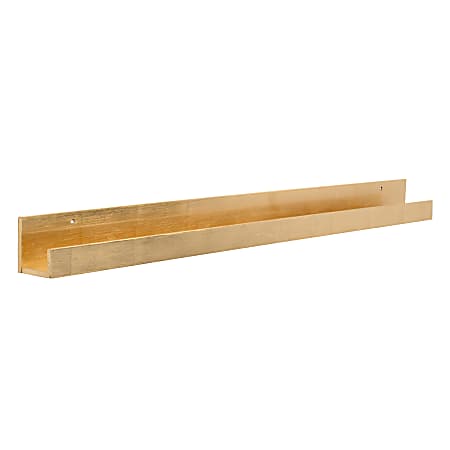 Uniek Kate And Laurel Levie Wall Shelf, 3-1/2”H x 42”W x 3-1/2”D, Gold
