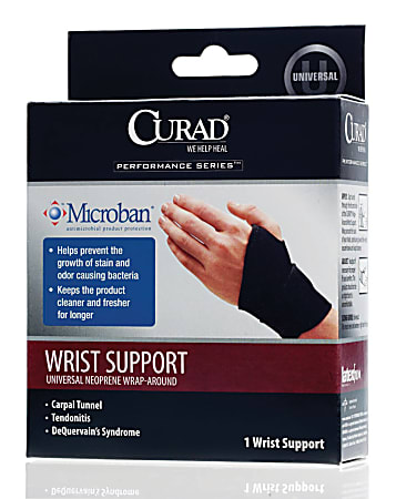 CURAD® Universal Wrap-Around Wrist Supports, Black, Case Of 4