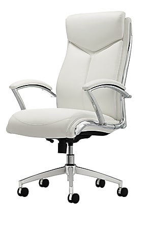 Realspace Verismo High Back Chair White, High Back Leather Office Chair White