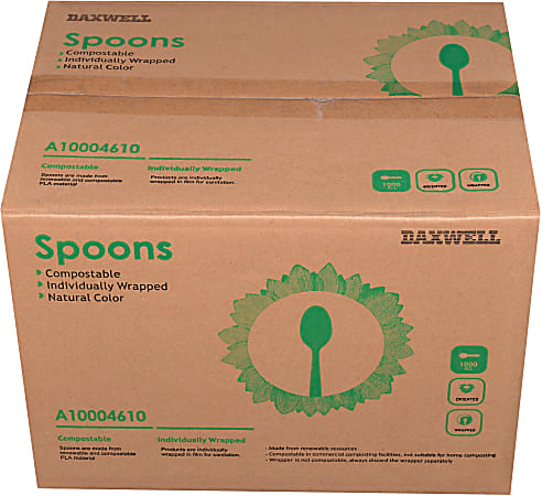 Daxwell Medium/Heavyweight Wrapped Utensils, Teaspoons, Champagne, Pack Of 1,000 Teaspoons