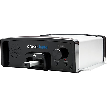 Grace Digital GDI-USBM10 Message and Music on Hold USB Digital MP3 Player for Business (Black / Silver) - MP3