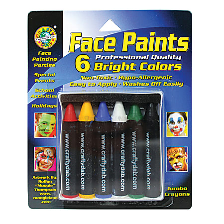 Crafty Dab® Jumbo Crayon Face Paints, Bright Colors, 6 Per Pack, 6 Packs