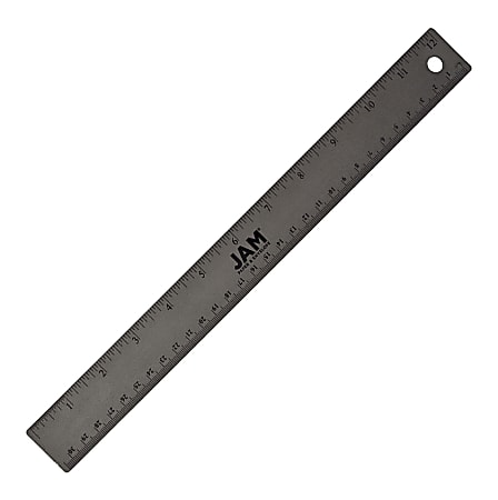 JAM Paper® Non-Skid Stainless-Steel Ruler, 12", Gray