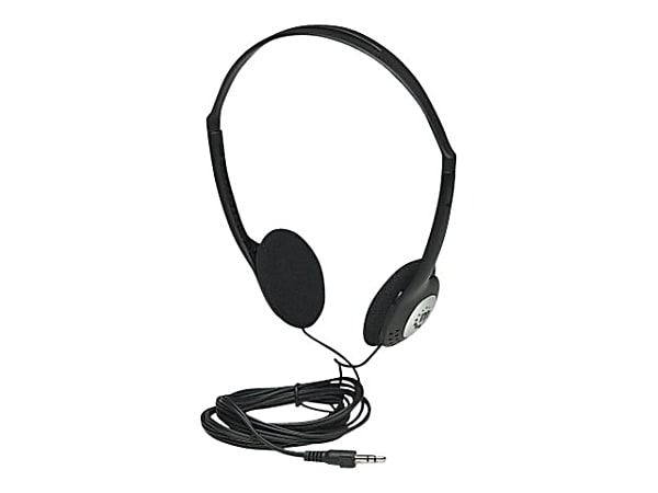 Manhattan Stereo On-Ear Headphones (3.5mm), Adjustable Split Headband, Foam Earpads, Speaker 80W max, Standard 3.5mm stereo jack/plug for audio output, cable 2.2m, Black, Three Year Warranty, Blister - Headphones - on-ear - wired - 3.5 mm jack