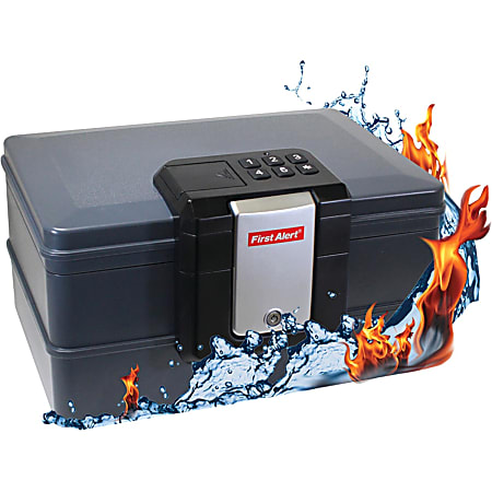First Alert .39 Cubic Foot Waterproof Fire Chest with Digital Lock - 0.39 ft³ - Programmable, Key, Digital Lock - Fire Resistant, Water Proof - for Document - Internal Size 6" x 13.20" - Overall Size 8.5" x 16.1"
