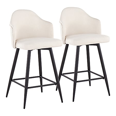 LumiSource Ahoy Fabric Counter Stools, Cream/Black, Set Of 2 Stools