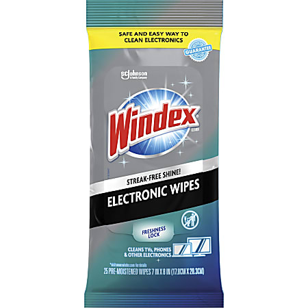 Windex® Electronic Wipes - For Multipurpose, Multi Surface - Non-drip, Ammonia-free, Pre-moistened, Strea - SJN319248CT
