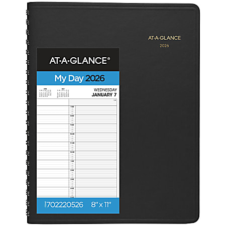 AT-A-GLANCE® 2026 Two Person Daily Appointment Book, Black, Large, 8" x 11"