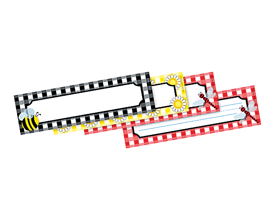 Barker Creek Double-Sided Desk Tags/Bulletin Board Signs, 3 1/2" x 12", Buffalo Plaid And Wide Stripes, Pack Of 36