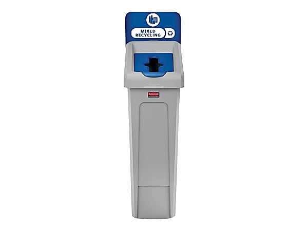 Rubbermaid Commercial Slim Jim Recycling Station 1-Stream Mixed Recycling, 23 Gal - 23 gal Capacity -  - 2185055