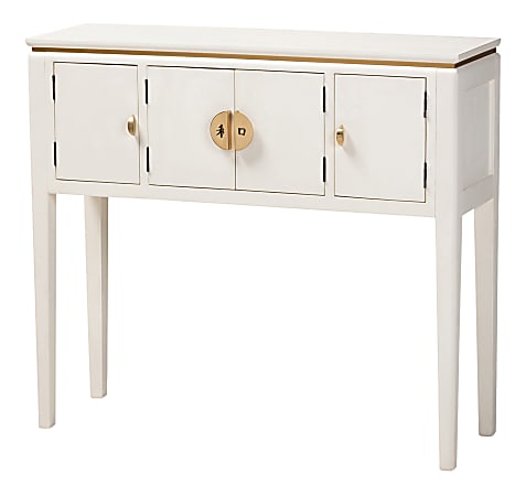 Baxton Studio 4-Door Wood Console Table, 33-1/2"H x 37-7/16"W x 11-1/4"D, White