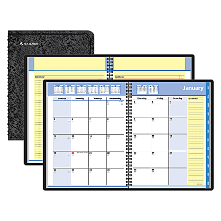 QuickNotes® Monthly Self-Management System, 8 1/4" x 10 7/8", Black, January-December 2013
