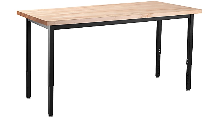 National Public Seating Heavy-Duty Steel Table, 37-1/4"H x 30"W x 72"D, Butcherblock/Black