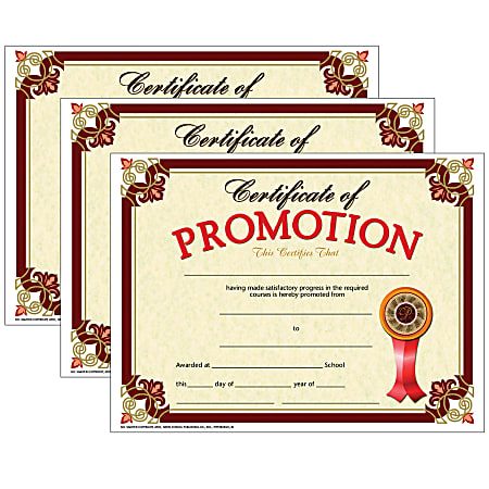 Hayes Publishing Certificate Of Promotion, 8.5" x 11", 30 Per Pack, Set Of 3 Packs