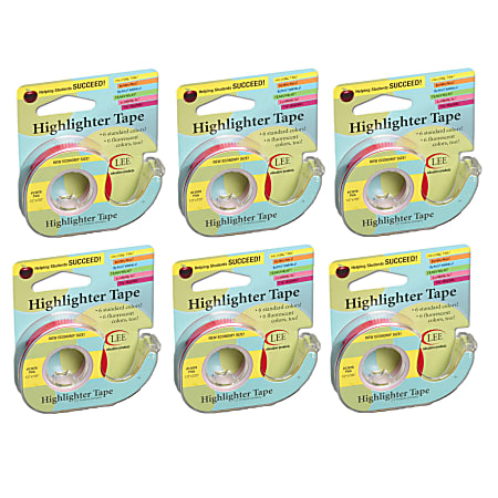 Lee Products Removable Highlighter Tape, 0.5" x 20&#x27;,