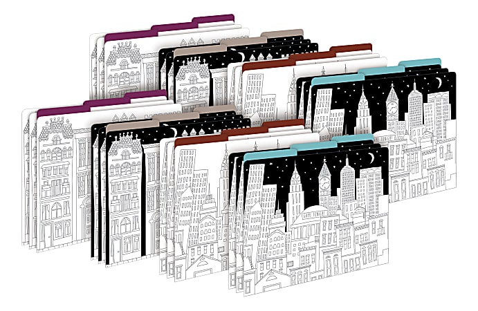 Barker Creek Tab File Folders, Letter Size, Color Me! Cityscapes, Pack Of 24 Folders