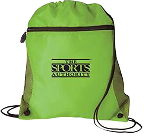 Custom Promotional Mesh Pocket Drawcord Bag, 14"W x 16 1/2"H