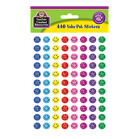 Teacher Created Resources Mini Sparkle Stickers, 3/8", Happy Face, Pre-K - Grade 12, Pack Of 440