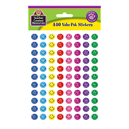 Teacher Created Resources Mini Sparkle Stickers, 3/8", Happy Face, Pre-K - Grade 12, Pack Of 440