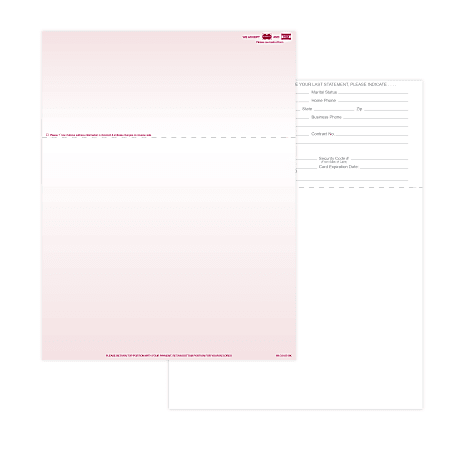 Laser 2-Sided Healthcare Medical Billing Statements, Preprinted MC/Visa Credit Card Accepted, 1-Part, 8-1/2" x 11", Burgundy, Pack Of 1,000 Sheets