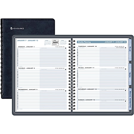 AT-A-GLANCE® The Action Planner® 30% Recycled Weekly Appointment Book, 8 1/8" x 10 7/8", Black, January-December 2013