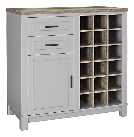 Ameriwood™ Home Carver Storage Cabinet/Buffet, 18 Cubbies/2 Shelves/2 Drawers, Gray/Weathered Oak