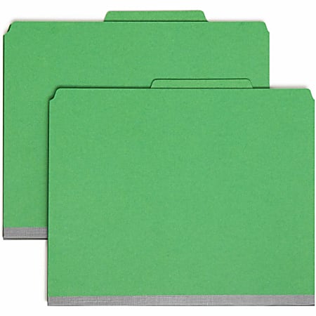 Smead® Pressboard Colored Classification Folders, 2" Capacity, Green, Box Of 10 - 14063