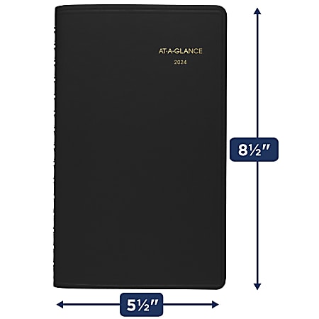2024 ATAGLANCE® Weekly Appointment Book Planner, 5" x 8", Black