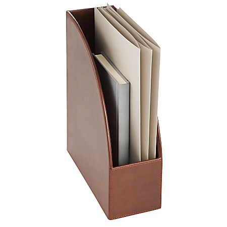 Realspace® Brown Leatherette Magazine Holder