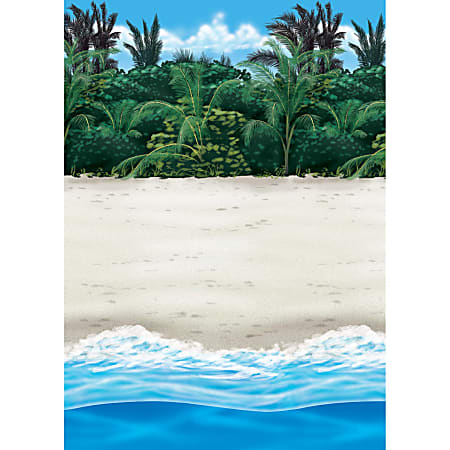 Amscan Summer Luau Beach Scene Setter Room Roll, 48" x 480", Multicolor