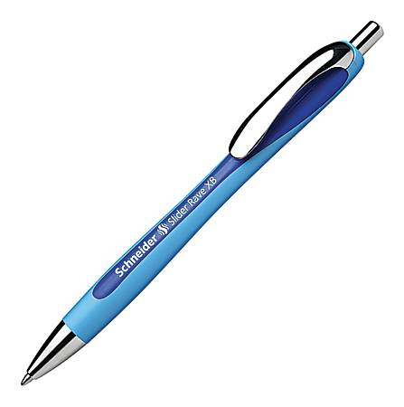 Schneider® Rave Retractable Ballpoint Pen, ViscoGlide Ink, 1.4mm, Blue, Pack of 5