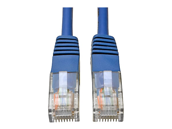 Tripp Lite Cat5e 350 MHz Molded UTP Patch Cable (RJ45 M/M), Blue, 75 ft. - First End: 1 x RJ-45 Male Network - Second End: 1 x RJ-45 Male Network - 1 Gbit/s - Patch Cable - Gold Plated Contact - 26 AWG - Blue