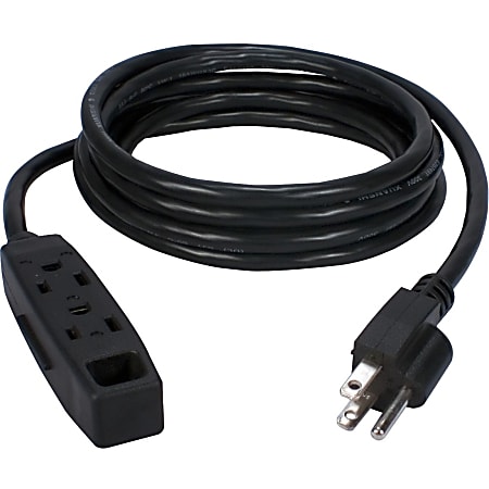 QVS Power Extension Cord - Power strip - AC 125 V - 1625 Watt - input: NEMA 5-15P - output connectors: 3 (NEMA 5-15) - 6 ft cord - black (pack of 2)