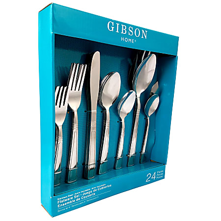 Gibson Home 24-Piece Flatware Set, Sefton, Silver
