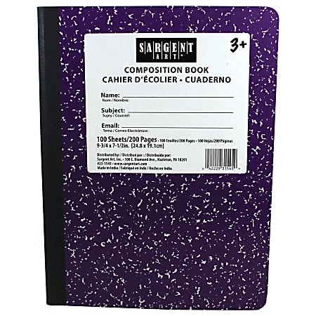 Sargent Art Composition Books, 7-1/2" x 9-3/4", Wide Ruled, 200 Pages (100 Sheets), Purple, Pack Of 12 Notebooks