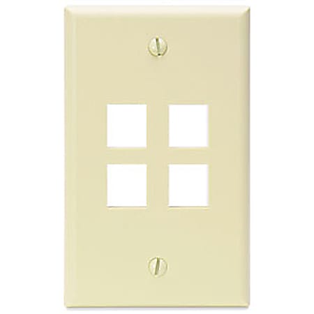 Leviton QuickPort - Wall mount plate - ivory - 4 ports