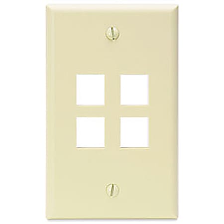 Leviton QuickPort - Wall mount plate - ivory - 4 ports