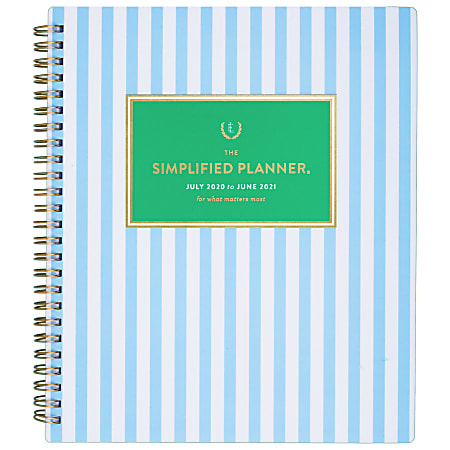 Simplified for AT-A-GLANCE® Striped Academic Weekly/Monthly Planner, 7" x 9", Blue, July 2020 to June 2021, EL401-805A  