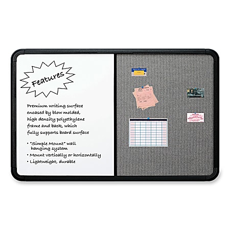 Iceberg Dry-Erase/Fabric Combination Board, 42" x 66", Black