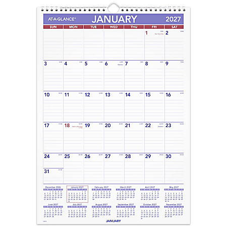 AT-A-GLANCE® 2027 Monthly Wall Calendar, Medium, 12" x 17"