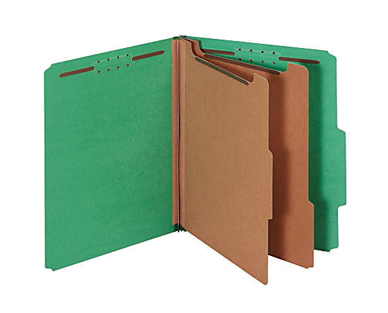 Office Depot® Brand Pressboard Classification Folders, Letter Size (8-1/2" x 11"), 2-1/2" Expansion, Dark Green, Box Of 10