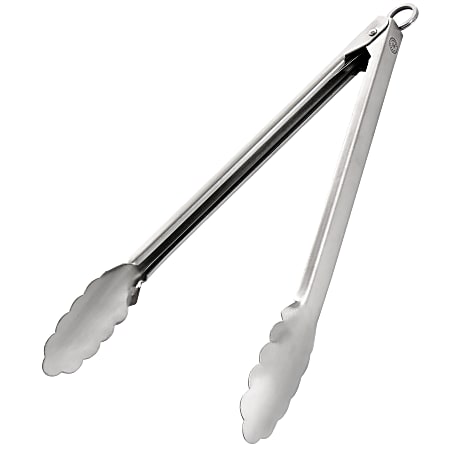 Martha Stewart Stainless Steel Easy-Lock Extra Long Kitchen Tongs, Silver