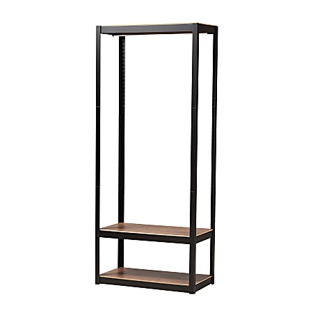 Baxton Studio Elton 3-Shelf Free-Standing Closet Storage Organizer, 76-13/16”H x 31-1/2”W x 15-13/16”D, Black/Brown